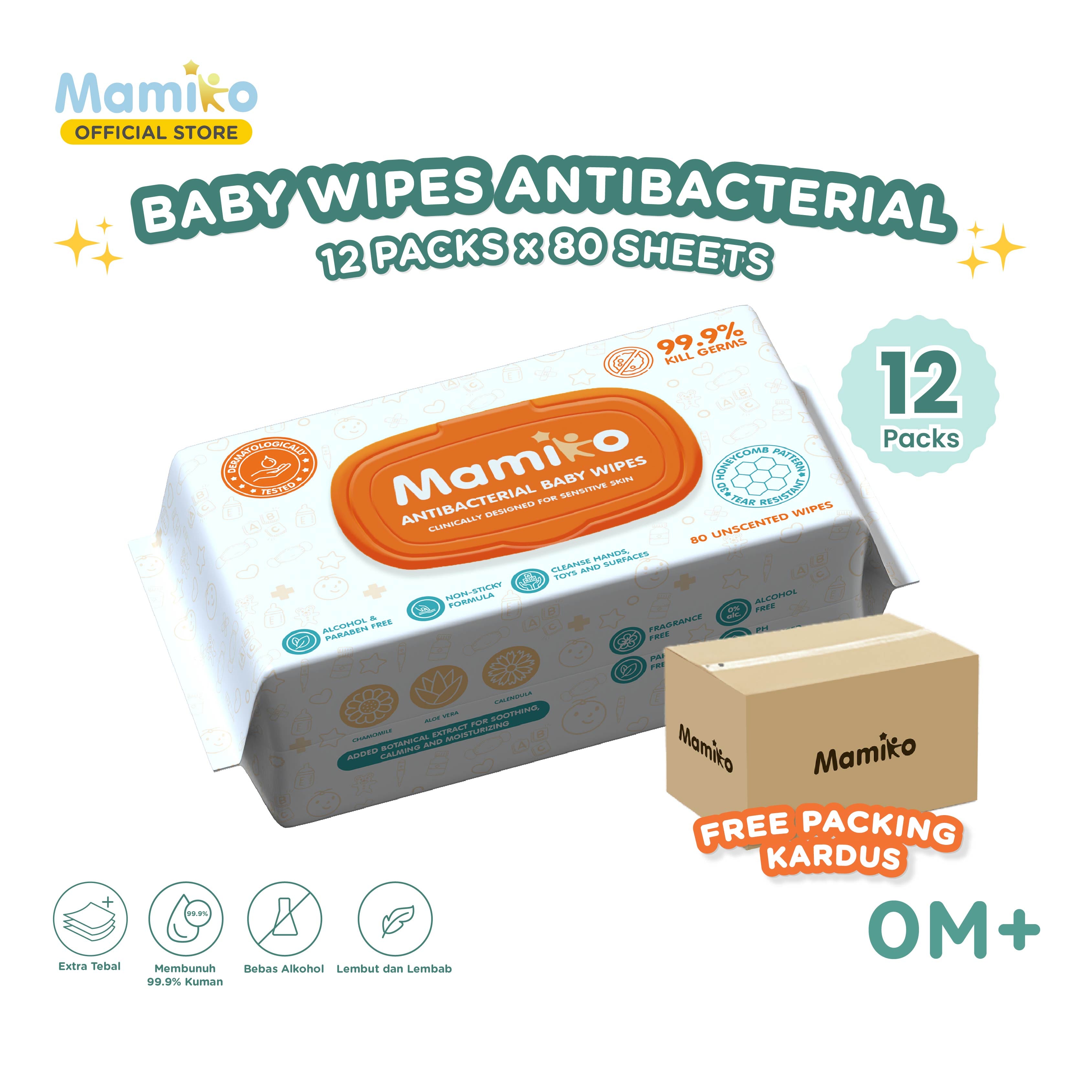 Mamiko Antibacterial Baby Wipes (80s)