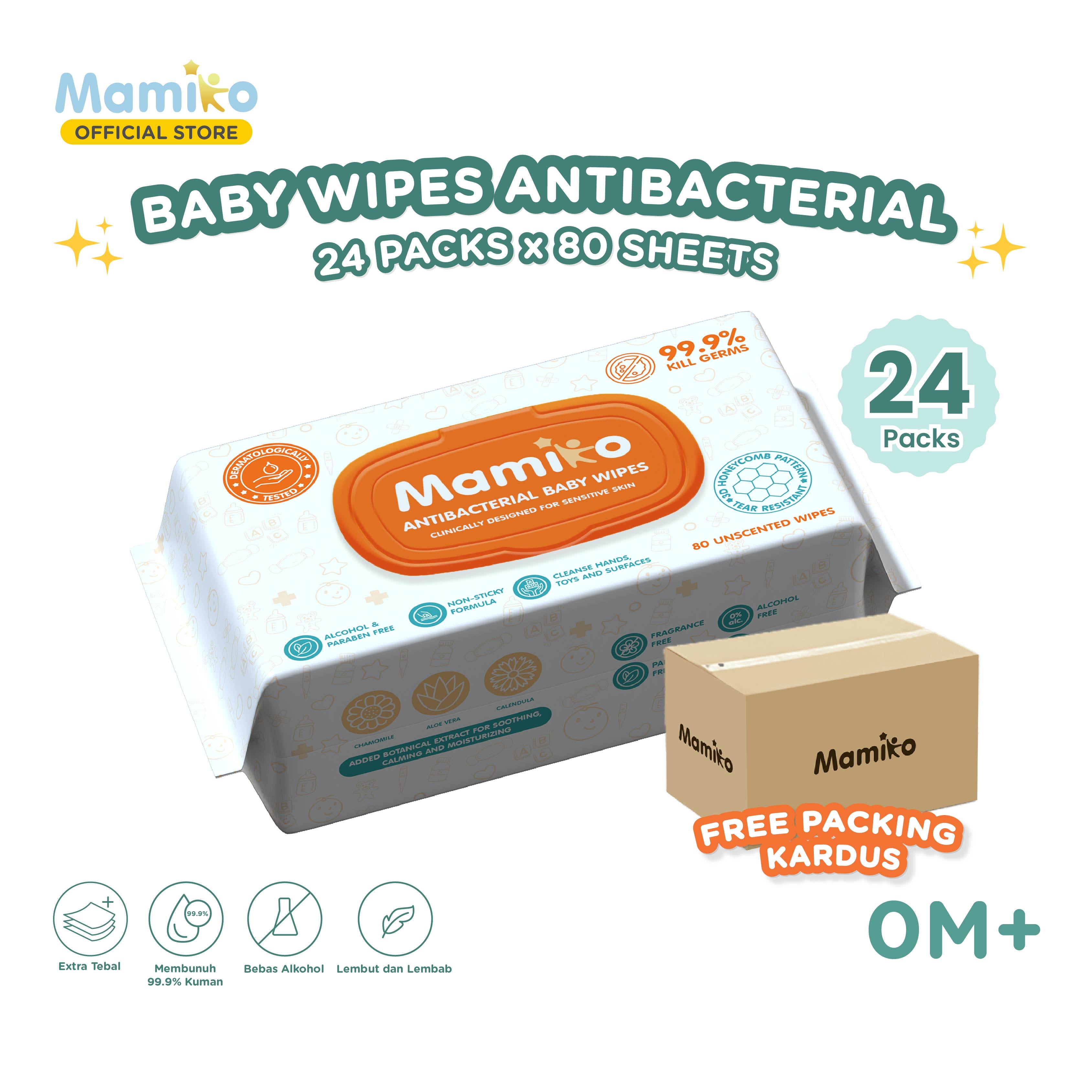 Mamiko Antibacterial Baby Wipes (80s)