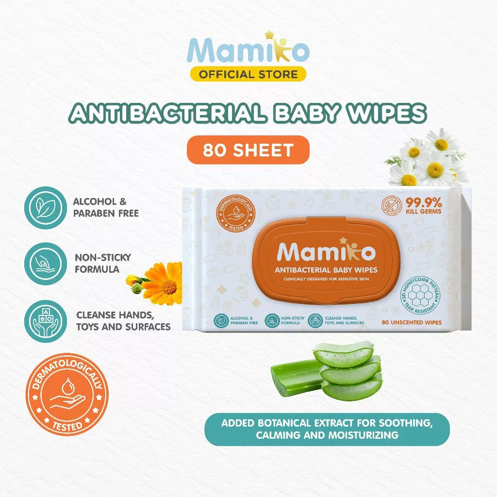 Mamiko Antibacterial Baby Wipes (80s)
