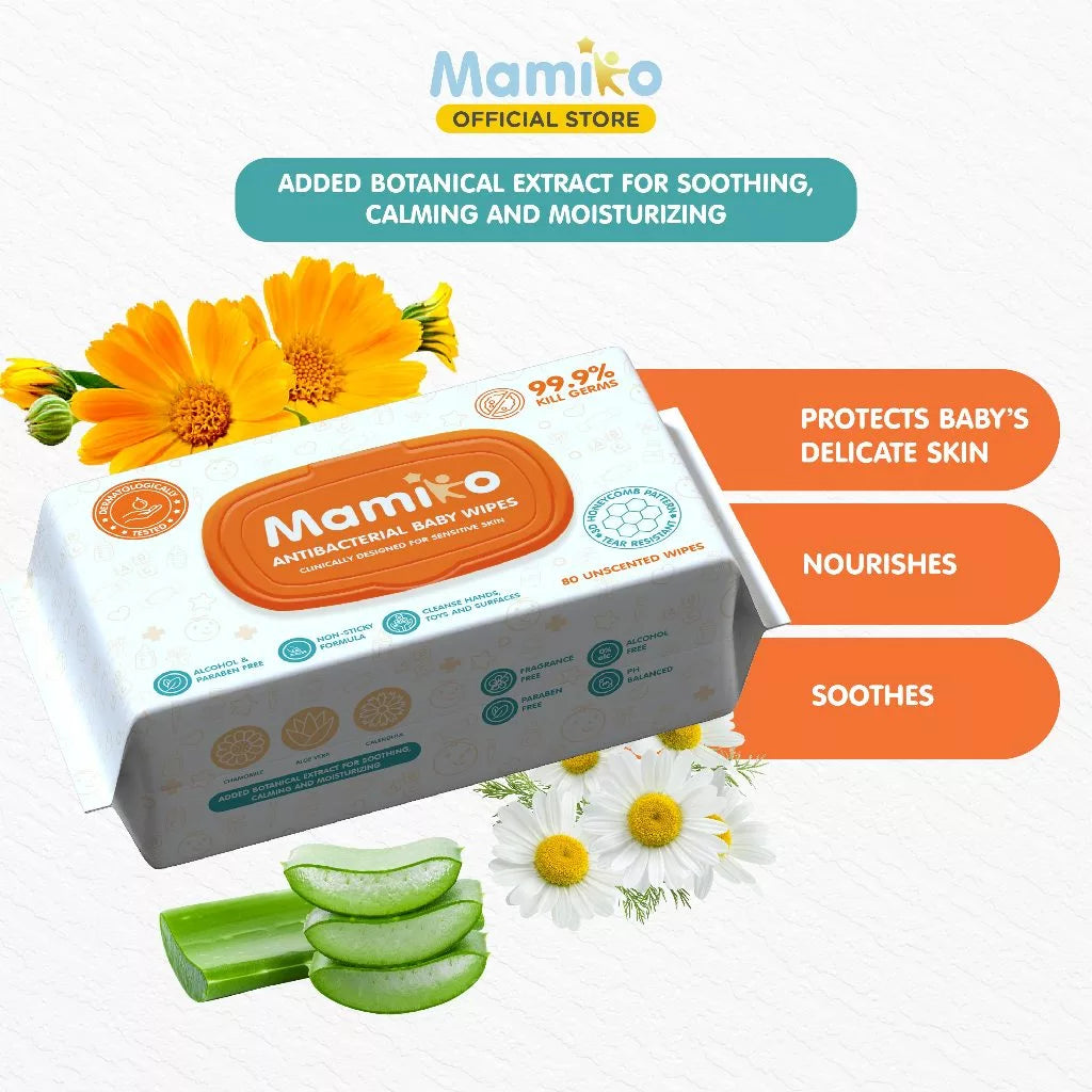 Mamiko Antibacterial Baby Wipes (80s)