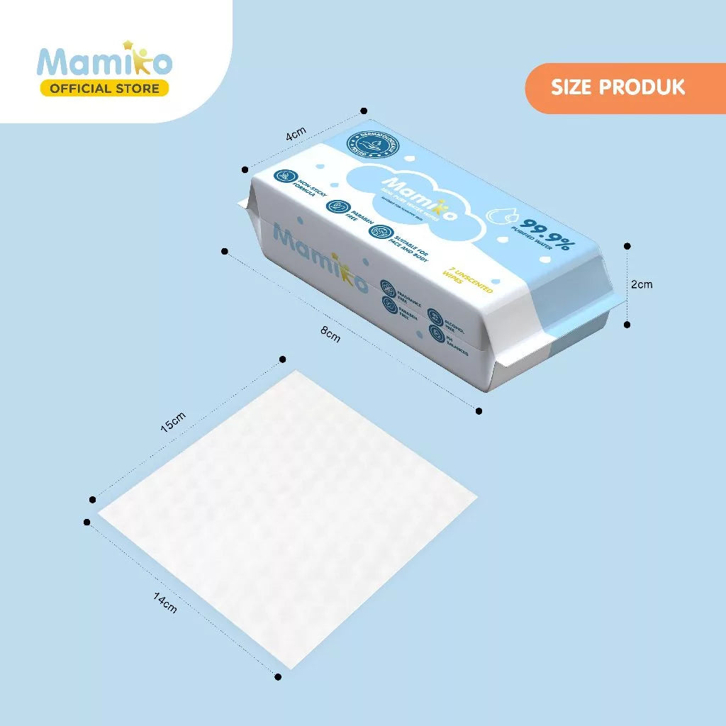 Mamiko Mini Pure Water Wipes 8 Sheet (8 Pack/Bag)