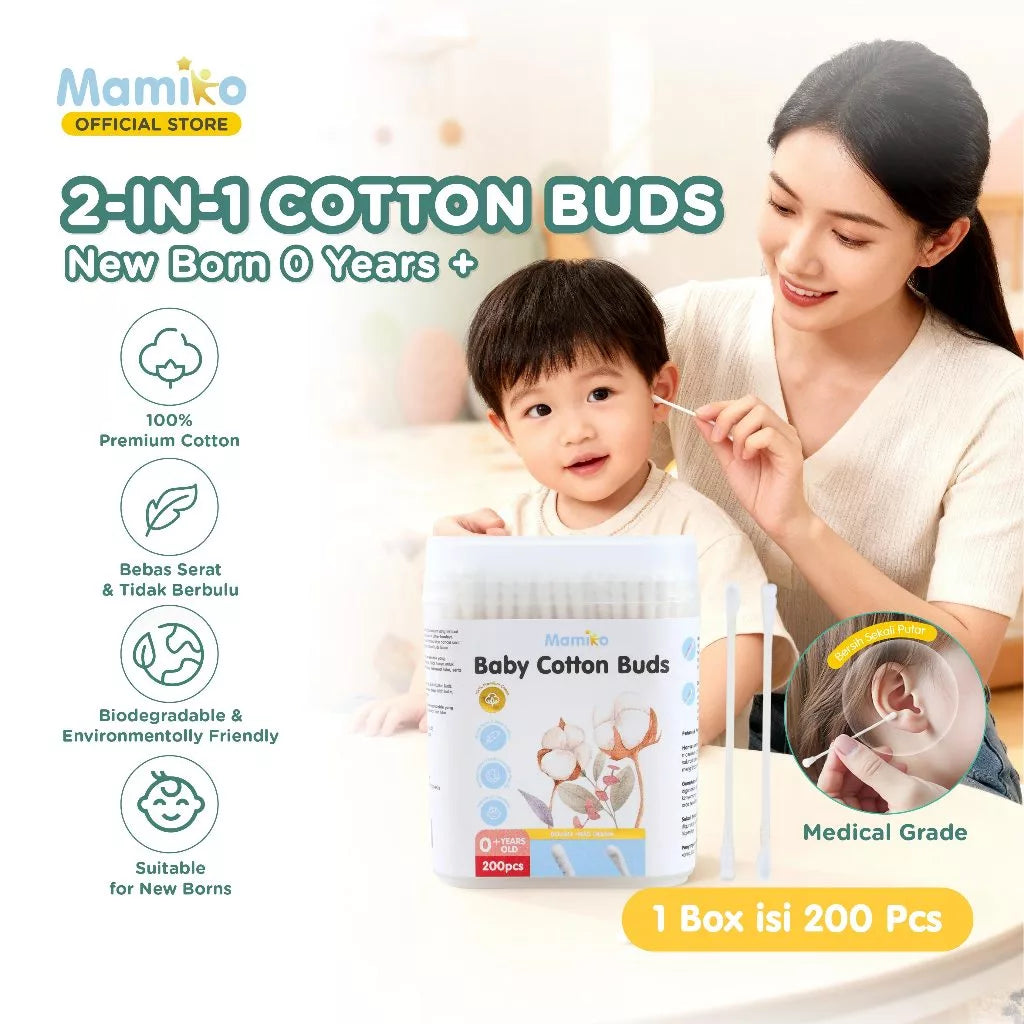 Mamiko Cotton Buds Spiral & Ear Spoon Head 200pcs