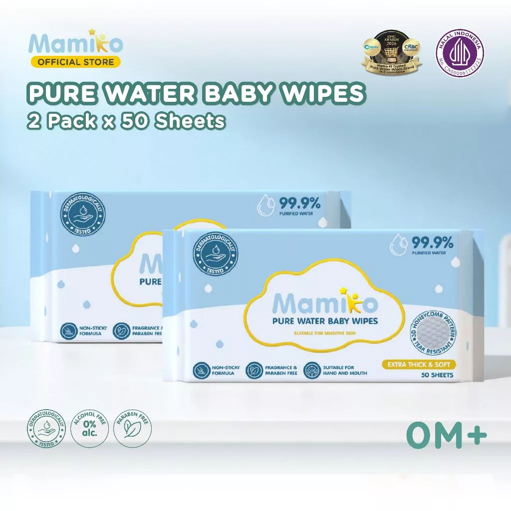 Mamiko Pure Water Baby Wipes (50s x 2)